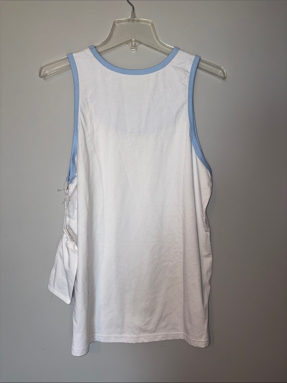Women’s Light Blue-Trim White Tank Top Medium - Picture 6 of 6